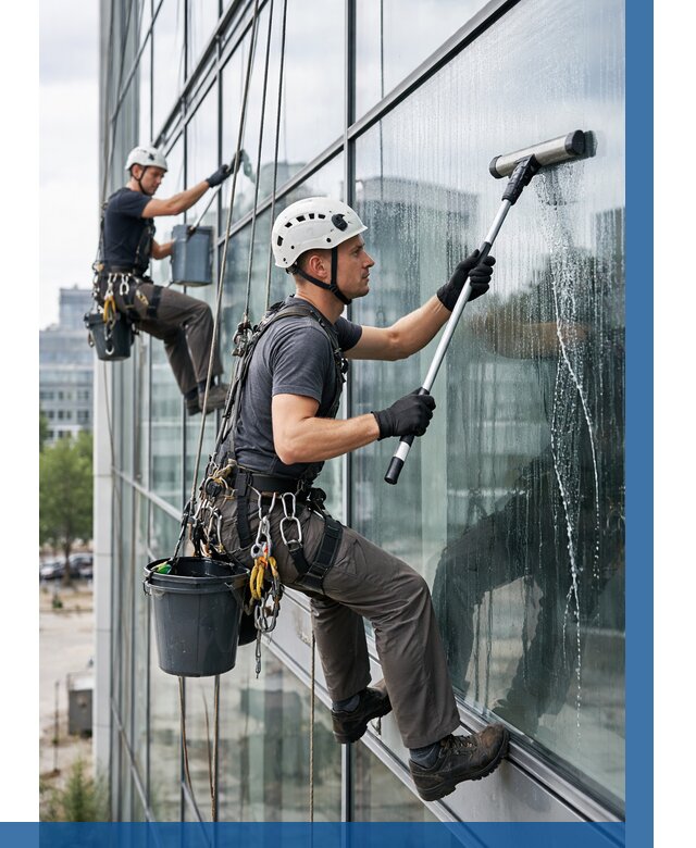 Мойка витражей альпинистами в Подольске от 729 р. под ключ|ВЫСОТНИК-Пдл