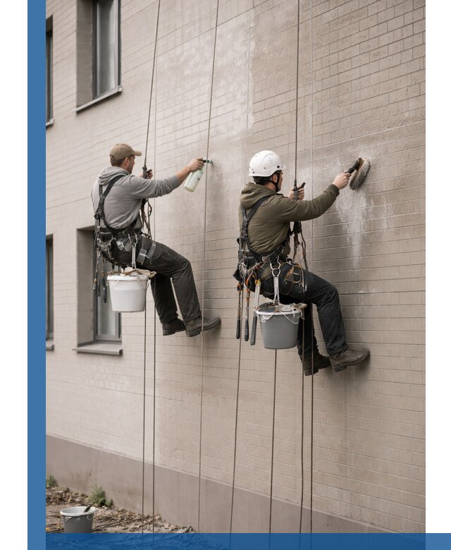 Удаление высолов с фасада зданий в Подольске без повреждений и следов