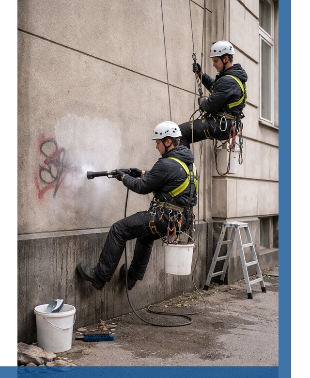 Удаление граффити с фасада в Подольске от 4688 р. | ВЫСОТНИК-Пдл