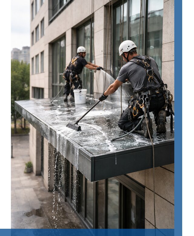 Мойка козырьков и навесов в Подольске от 3646 р. | ВЫСОТНИК-Пдл