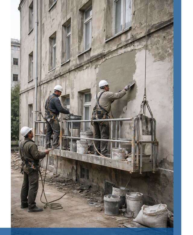 Капитальный ремонт фасада в Подольске от 4376 р. | ВЫСОТНИК-Пдл