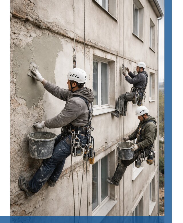 Ремонт штукатурного фасада в Подольске от 781 р. под ключ | ВЫСОТНИК-Пдл