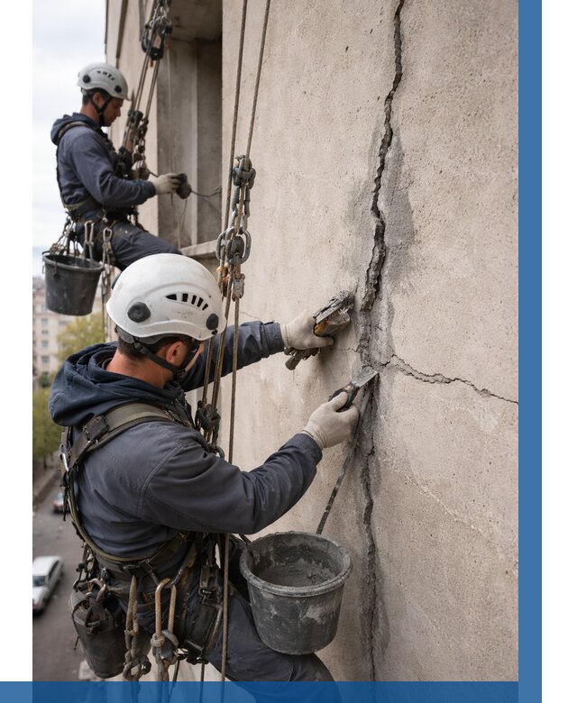 Заделка трещин на фасаде в Подольске от 938 р. | ВЫСОТНИК-Пдл