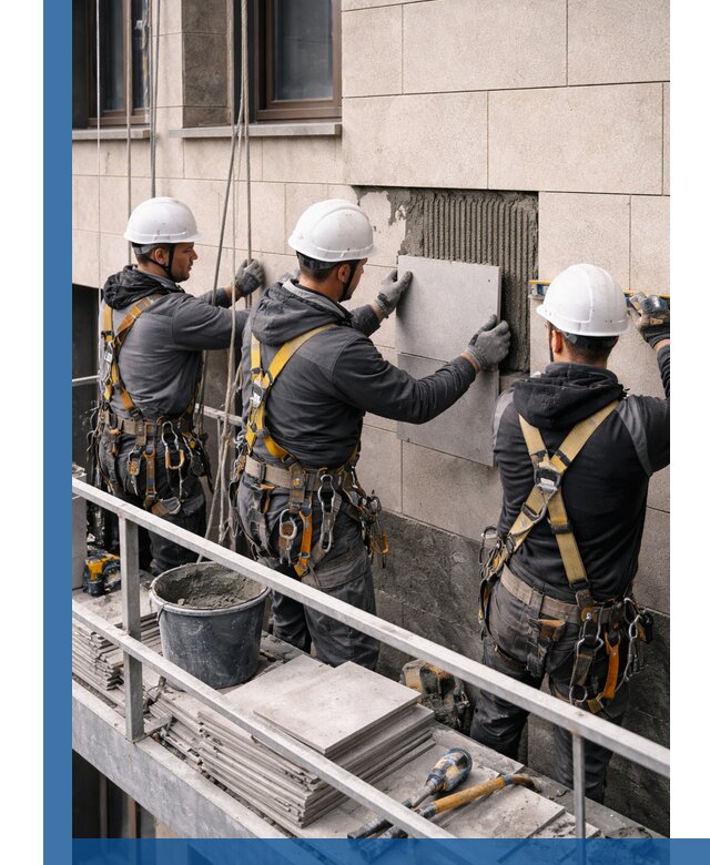 Ремонт облицовки фасада плиткой в Подольске с гарантией