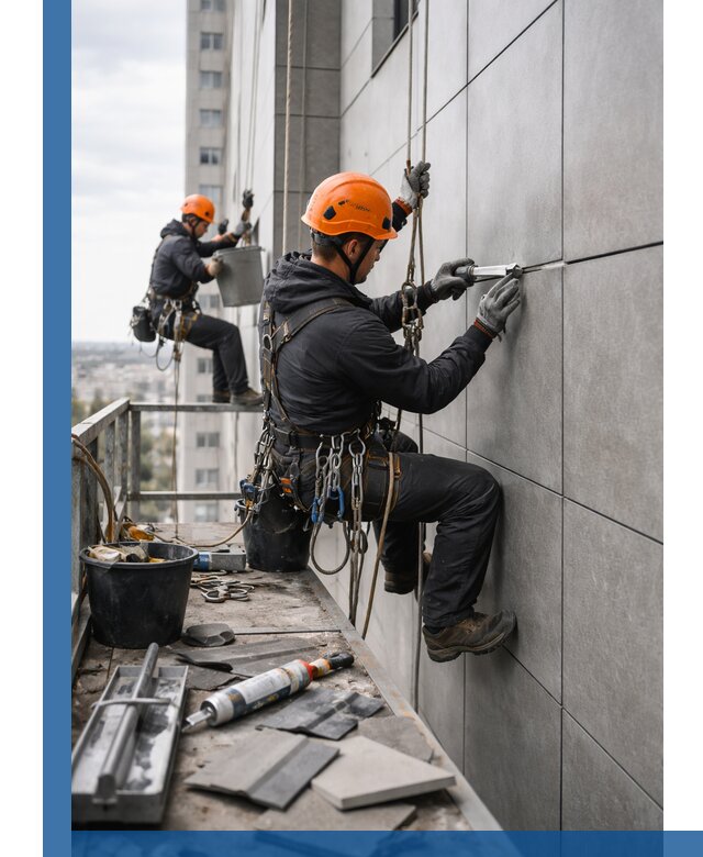 Профессиональный ремонт фасада из керамогранита в Подольске