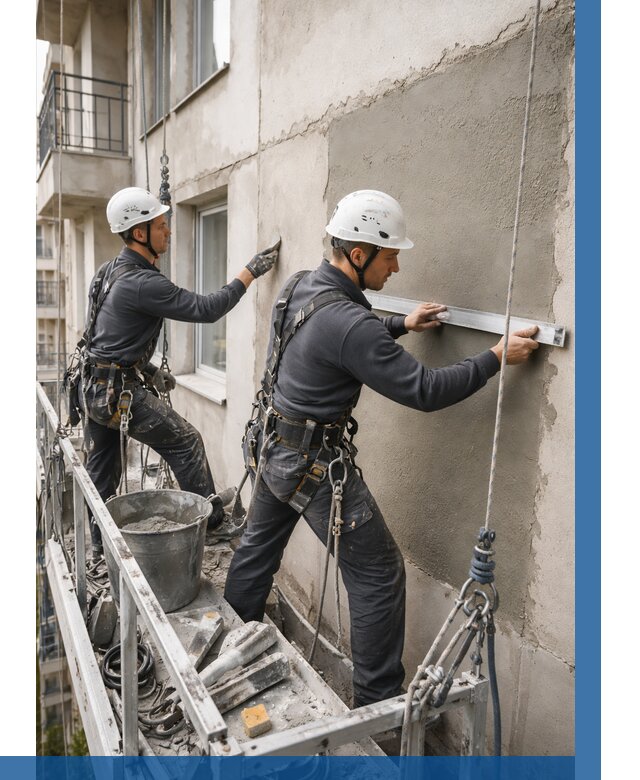 Штукатурка фасада на высоте в Подольске от 938 р. | ВЫСОТНИК-Пдл