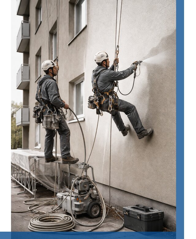 Безвоздушная покраска фасада в Подольске от 229 р/м² | ВЫСОТНИК-Пдл