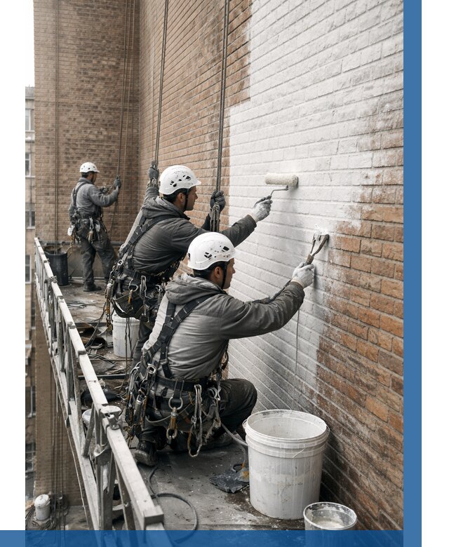 Покраска кирпичного фасада в Подольске от 365 р. | ВЫСОТНИК-Пдл