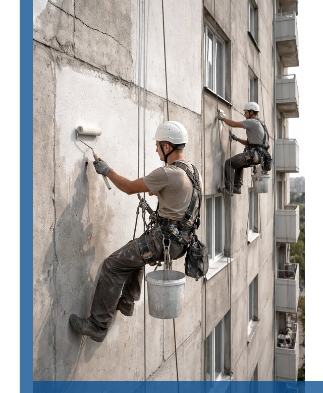 Покраска бетонного фасада в Подольске для жилых и промышленных объектов