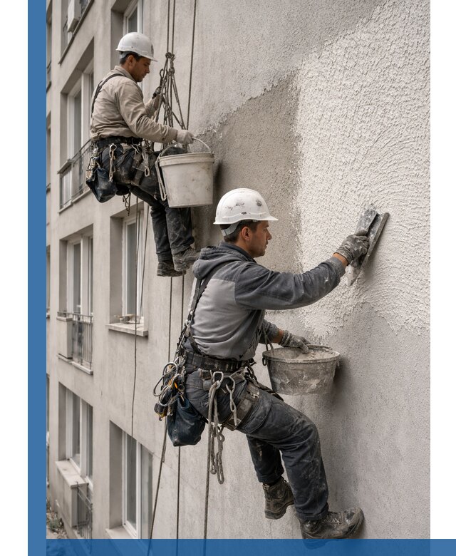 Нанесение декоративной штукатурки короед на фасад в Подольске