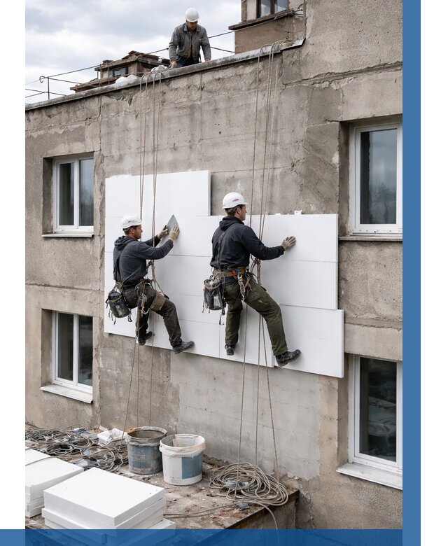 Утепление фасада пенополистиролом в Подольске от 1875 р. | ВЫСОТНИК-Пдл