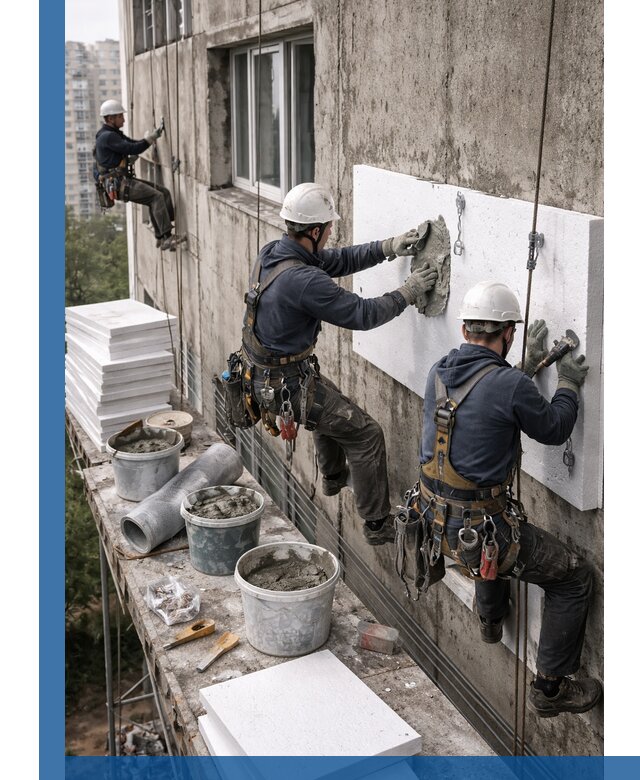 Утепление фасада пенополистиролом в Подольске под ключ