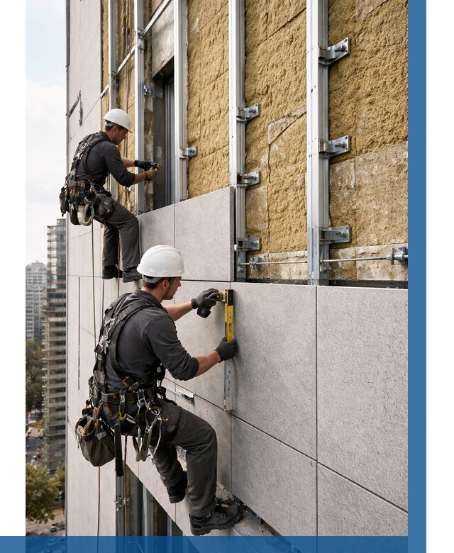 Монтаж вентилируемого фасада в Подольске от 3646 р. | ВЫСОТНИК-Пдл