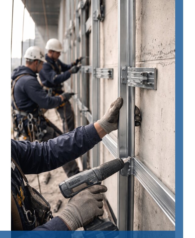 Монтаж подсистемы вентфасада в Подольске от 886 р. | ВЫСОТНИК-Пдл