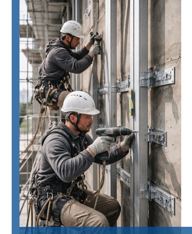 Монтаж и крепление подсистемы вентфасада в Подольске