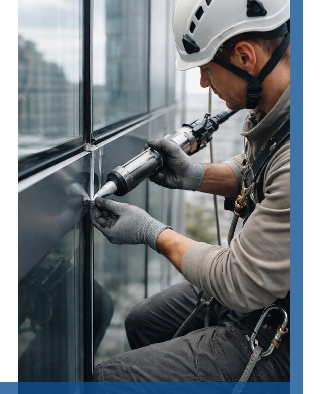 Герметизация стыков витража в Подольске от 1250 р. | ВЫСОТНИК-Пдл