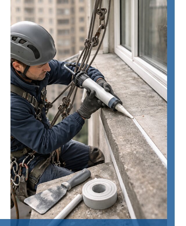 Герметизация балконного козырька в Подольске от 4688 р. | ВЫСОТНИК-Пдл