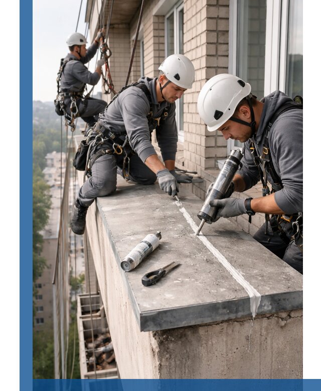 Герметизация балконного козырька в Подольске профессионально