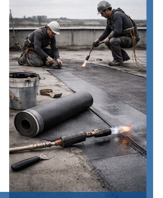 Ремонт рулонной кровли в Подольске от 677 р. | ВЫСОТНИК-Пдл