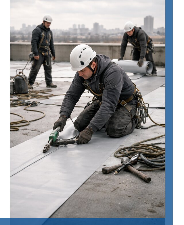 Ремонт мембранной кровли в Подольске от 1875 р./м2 | ВЫСОТНИК-Пдл