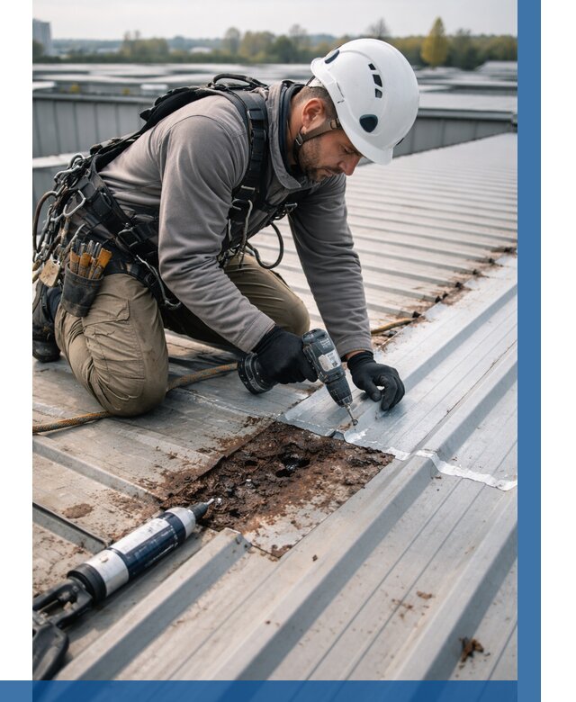 Ремонт профнастила на кровле в Подольске от 729 р. | ВЫСОТНИК-Пдл