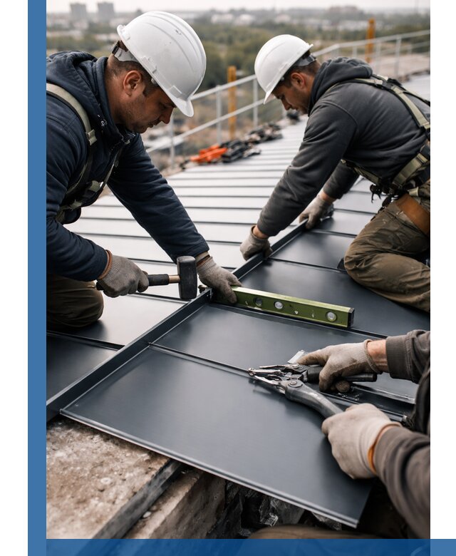 Монтаж фальцевой кровли в Подольске для промышленных зданий