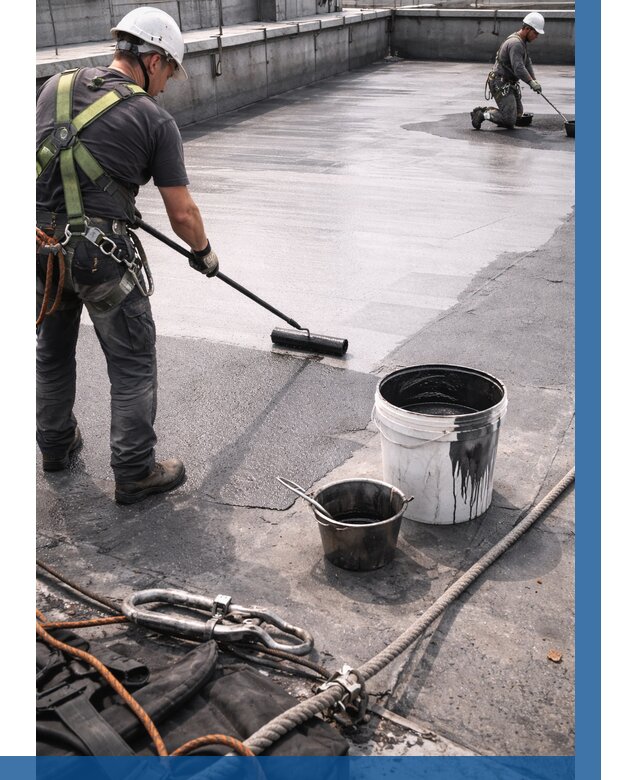 Гидроизоляция кровли жидкой резиной в Подольске от 521 р. | ВЫСОТНИК-Пдл