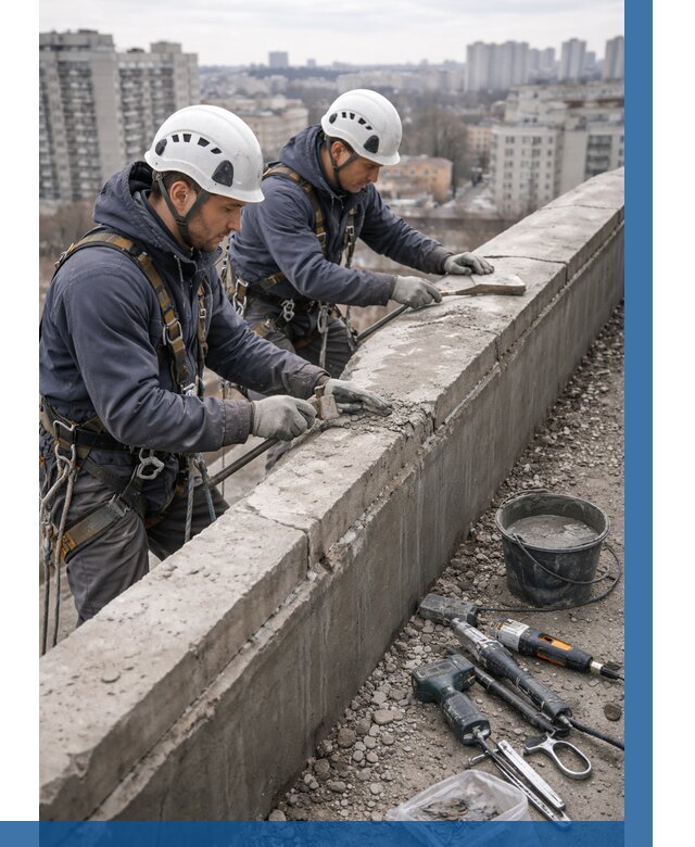 Ремонт парапета на кровле в Подольске от 1563 р. | ВЫСОТНИК-Пдл