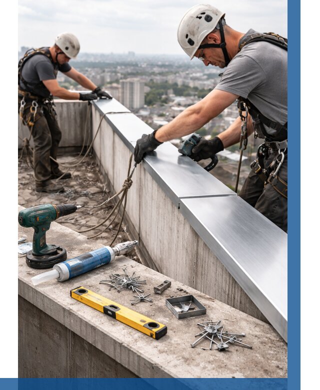 Монтаж парапетных крышек в Подольске от 833 р. | ВЫСОТНИК-Пдл