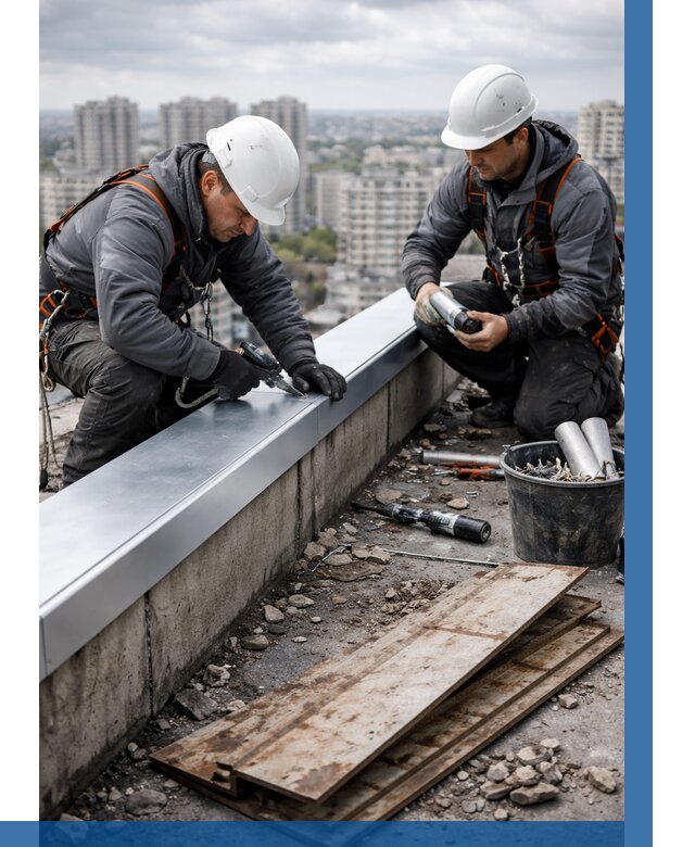 Замена парапетных крышек под ключ в Подольске от 1250 р. | ВЫСОТНИК-Пдл