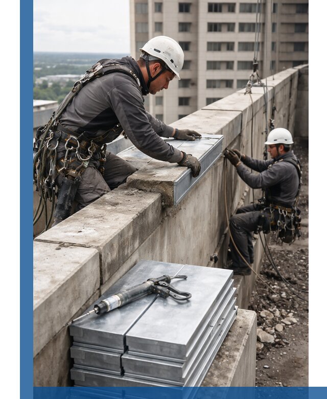 Замена парапетных крышек и установка новых в Подольске