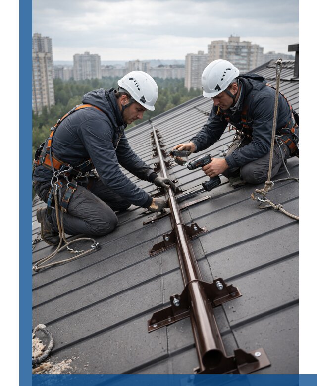 Монтаж снегозадержателей на кровле зданий в Подольске под ключ