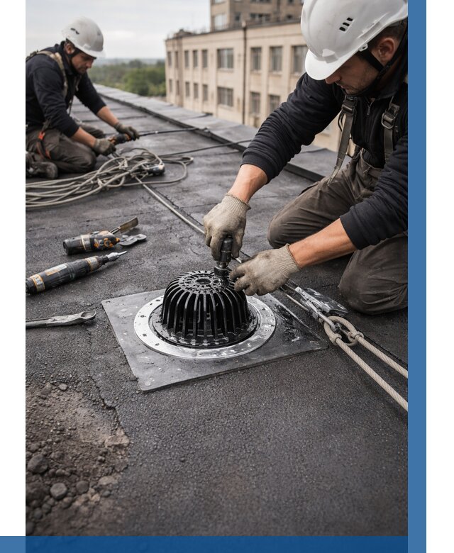 Установка водосточных воронок в Подольске цена от 3646 р. | ВЫСОТНИК-Пдл