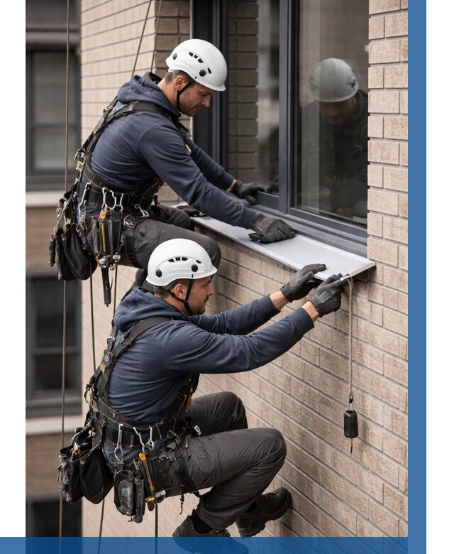 Монтаж оконных отливов под ключ в Подольске от 3646 р. | ВЫСОТНИК-Пдл