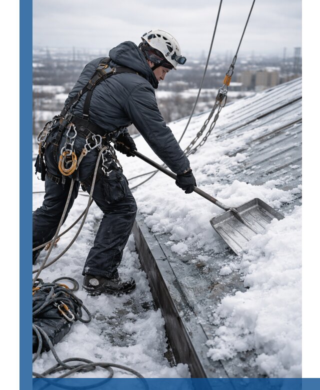 Профессиональная очистка кровли от снега и наледи в Подольске