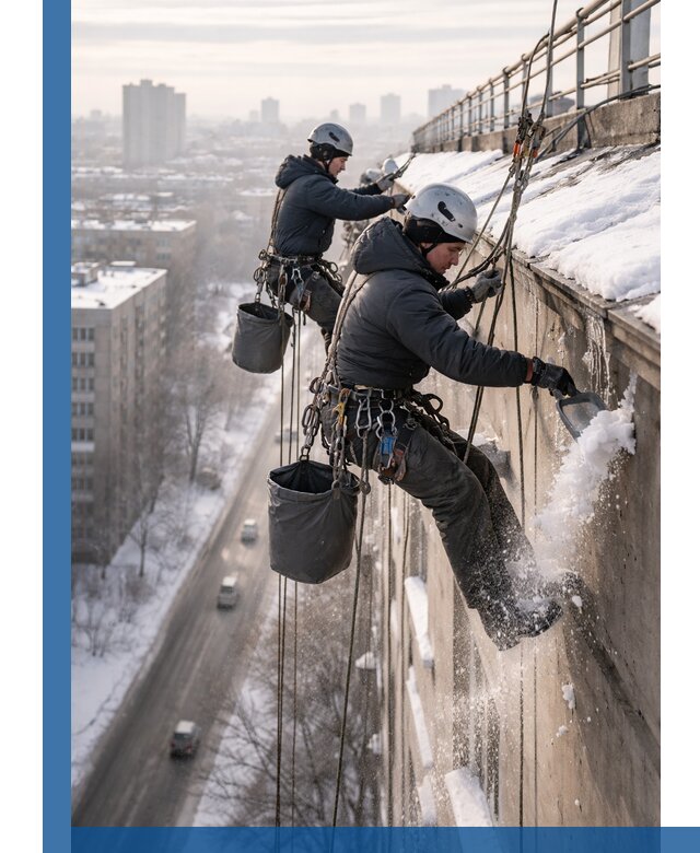 Очистка карнизов от снега в Подольске профессионально и безопасно