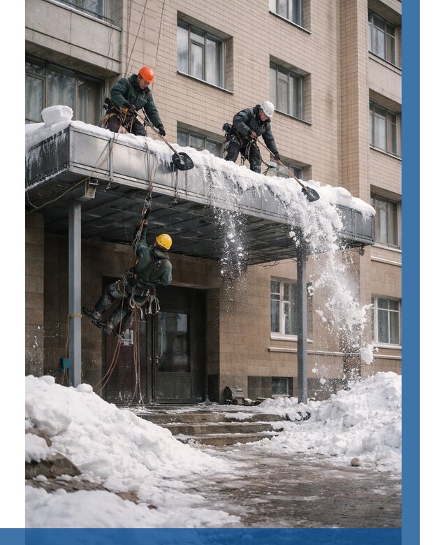 Очистка козырьков от снега в Подольске от 3646 р. | ВЫСОТНИК-Пдл