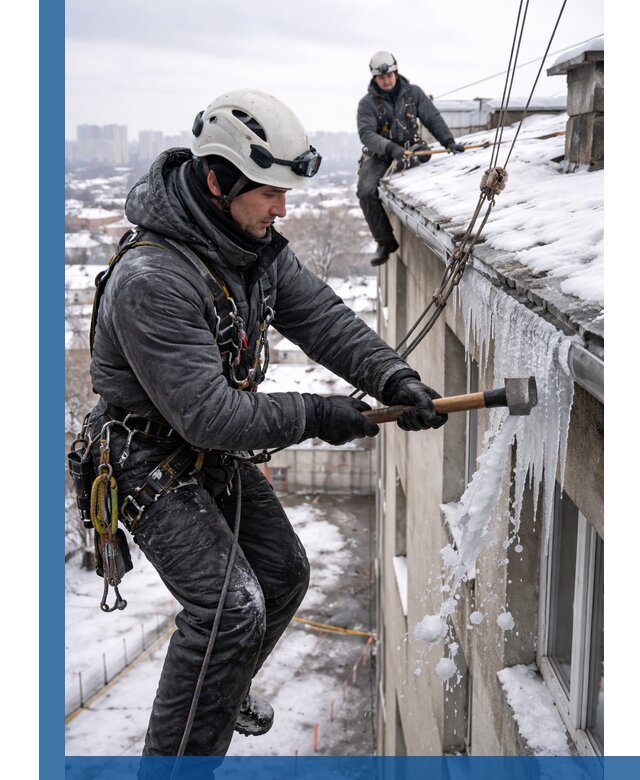 Сбивание и удаление сосулек с крыши в Подольске безопасно