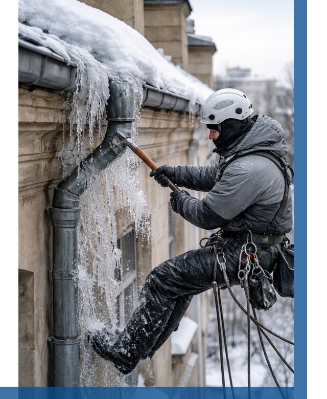 Очистка водостоков от льда в Подольске от 3646 р. | ВЫСОТНИК-Пдл