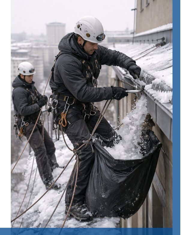 Аварийная очистка крыши в Подольске под ключ от 313 р. | ВЫСОТНИК-Пдл