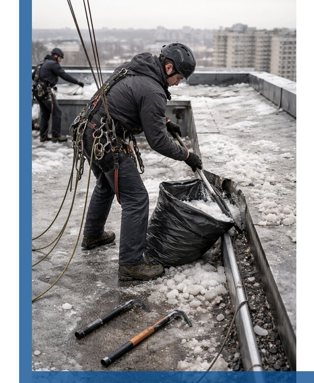 Аварийная очистка кровли в Подольске от промальпинистов