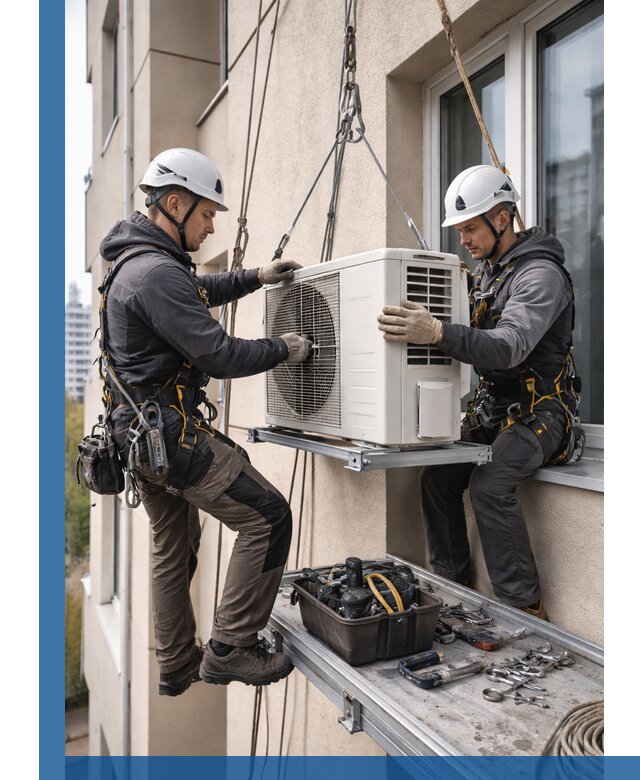 Перенос внешнего блока кондиционера в Подольске с монтажом и крепежом