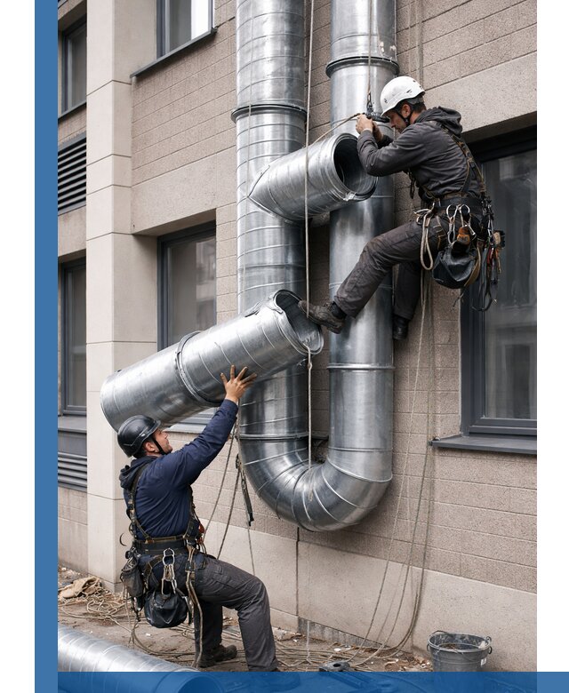 Монтаж фасадных воздуховодов в Подольске с герметизацией и крепежом