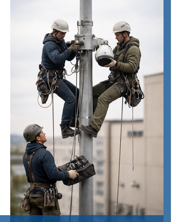 Установка видеокамер на мачте в Подольске от 8855 р. | ВЫСОТНИК-Пдл