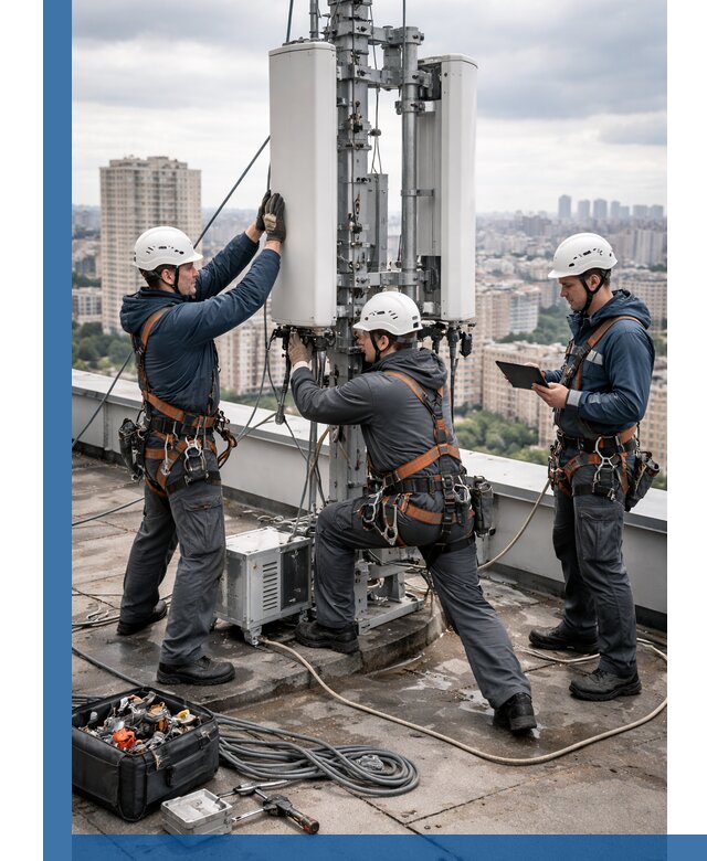 Монтаж антенн связи на крыше в Подольске с вводом в эксплуатацию