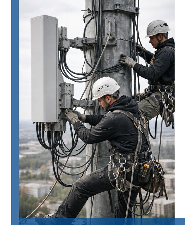 Монтаж оборудования связи на мачте в Подольске с пусконаладкой