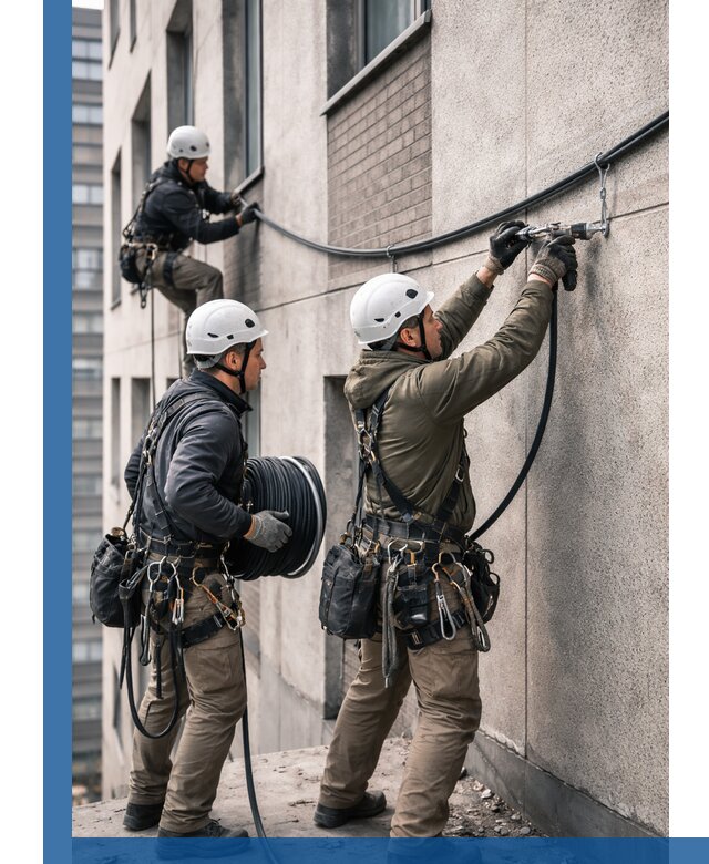 Прокладка кабеля по фасаду в Подольске, профессиональный монтаж