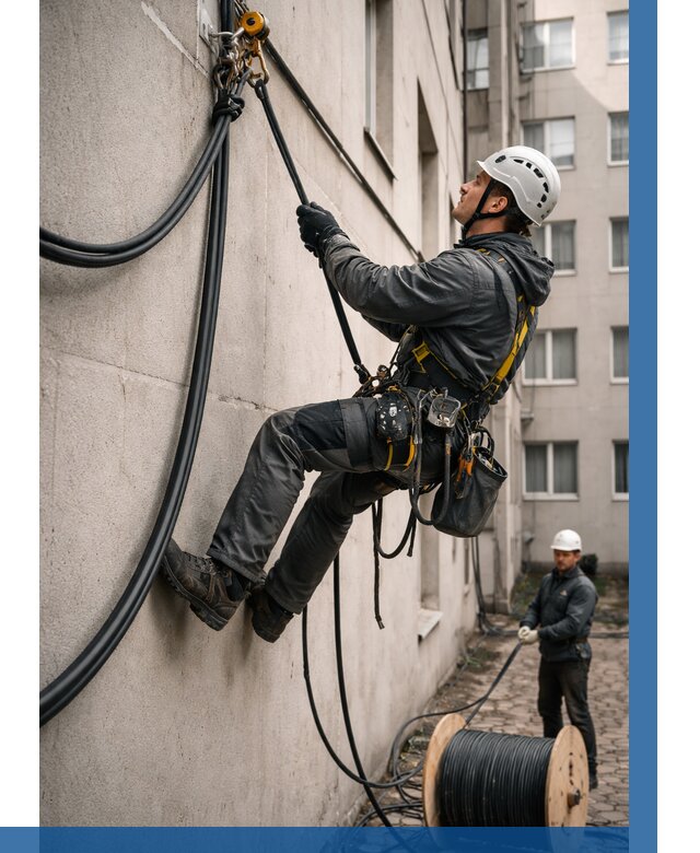 Протяжка кабеля питания на высоте в Подольске от 469 р. | ВЫСОТНИК-Пдл