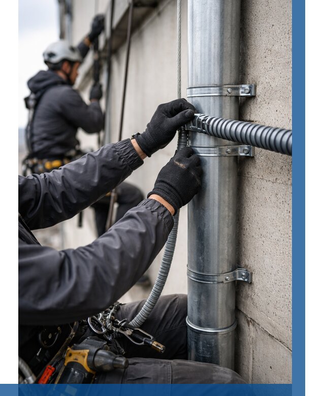 Монтаж гофры для кабеля в Подольске от 313 р. | ВЫСОТНИК-Пдл