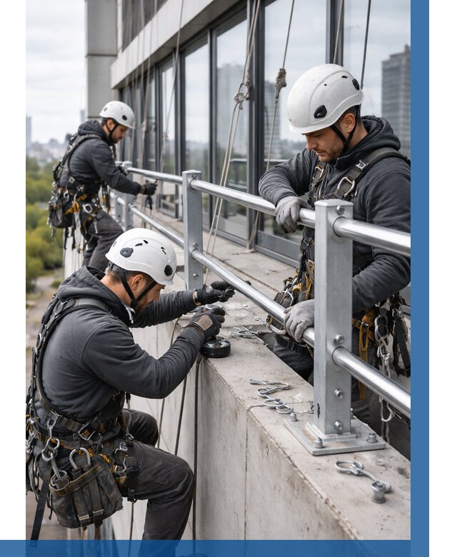 Монтаж ограждений на высоте в Подольске, от 1250 р. | ВЫСОТНИК-Пдл